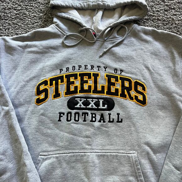 VTG Y2K Reebok Pittsburgh Steelers Hoodie Sweatshirt Gridiron Grey Mens XL - Picture 2 of 7